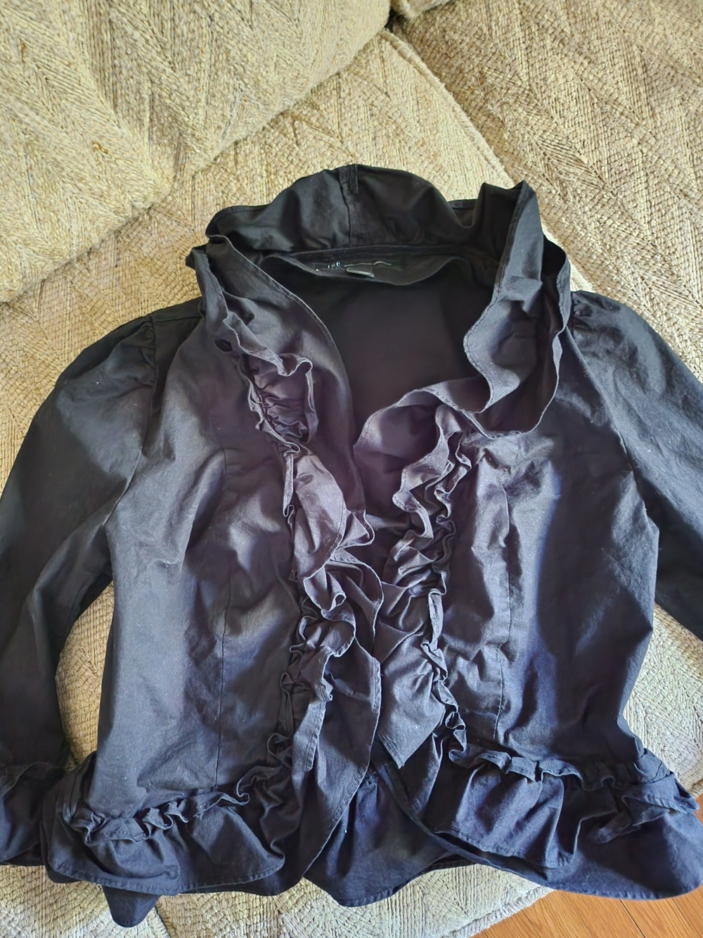 Women's Black I.N.C. Ruffle-Trim Cotton Bolero Jacket - Picture 5 of 6